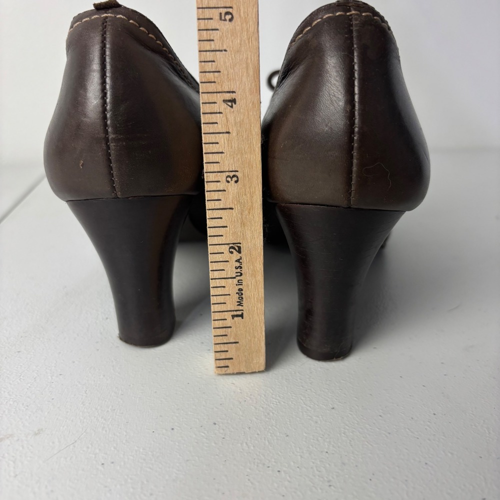 Vtg Naturalizer Brown Leather Oxford Heels 9.5 Academia Edwardian CottageCore - Picture 4 of 14